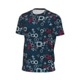 thumbnail image 6 of Wukai Navy Blue Geometric Print Men's Short-Sleeved Mesh T-Shirt,Quick-Dry Short Sleeve Workout T-Shirt-Large, 6 of 8