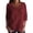 Wine04, variant on Summer Tops Solid Round Neck Fringe Trim Three Quarter Sleeve Blouse, Crinkled Textured Loose Fit Tops, Raw Edge Frayed Hem Shirts Summer Tops