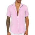 thumbnail image 2 of Mens Stripe Shirts with Pocket Short Sleeve T-Shirts Button-Down Collared Lightweight Casual Lapel Going-Out Beach Tees Tops, 2 of 6