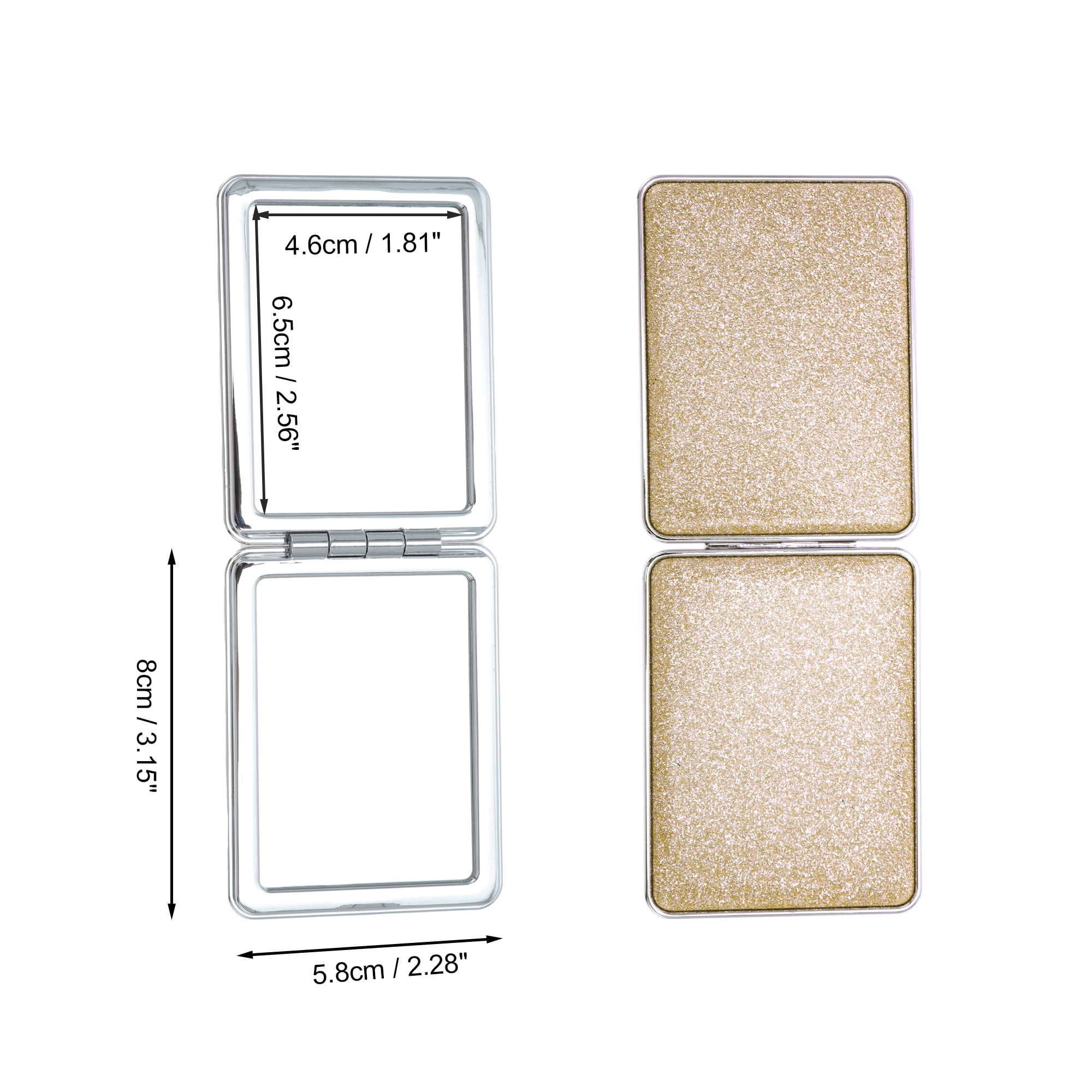 Unique Bargains 1 Pc Women Rectangular Double-sided Makeup Mirror Light Gold Tone