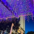 thumbnail image 2 of Lumières de Glace Extérieures Étanches, Rideaux de Fenêtre Féeriques Suspendus de Noël 13 Pieds 96LEDs 8 Modes Guirlande Lumineuse pour Fête Décorations Murales Intérieures, Multicolore 4M, 2 of 7