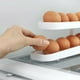 thumbnail image 2 of Caja para guardar huevos, contenedor para huevos con rodamiento de bolas automático, soporte para huevos con dos capas, organizador de huevos para refrigerador, capacidad para 12-14 huevos, 2 of 5