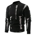 thumbnail image 2 of Wyobmus Men's Pullover Sweaters Loose Knit Sweatshirts Casual Round Collar Long Sleeve Patchwork Top Outdoor Sweater A-Black, 2 of 7