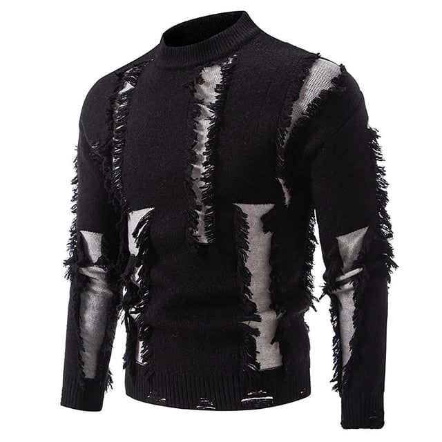 pstuiky manga larga para hombre, Suéter de cuello redondo con bloques de color para hombre, suéter de punto, suéter de manga larga cálido e informal para hombre camisetas de hombre l
