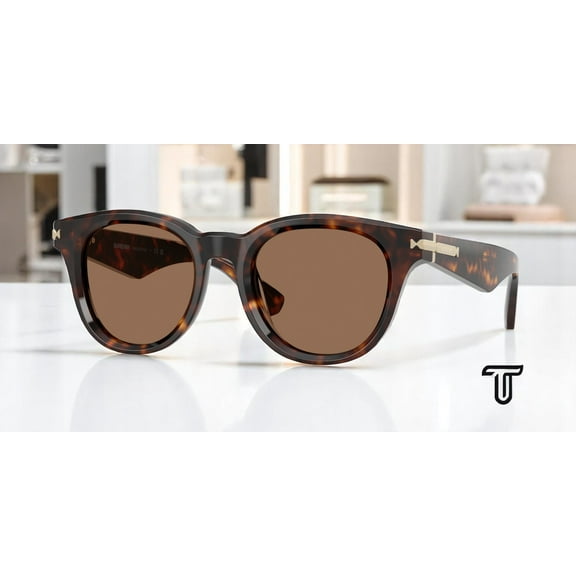 Burberry BE 4439 Plastic Unisex Round Sunglasses Dark Havana 51mm Adult