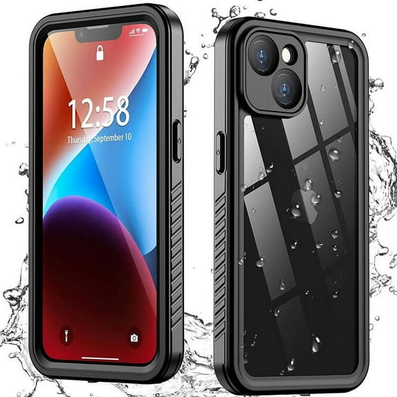 FENHYU for iPhone 14 Case, Waterproof Built-in Tempered Glass, Screen & Camera Lens Protector, IP68 Water Resistance Full-Body Heavy Duty Rugged Case for iPhone 14 Cover 6.1, Black