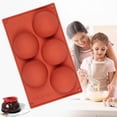 thumbnail image 4 of Red 2pc Small Cavity Semi Sphere Silicone Non-Stick Baking Mold, 5-Cavity for Making Jelly and Cake, 4 of 5