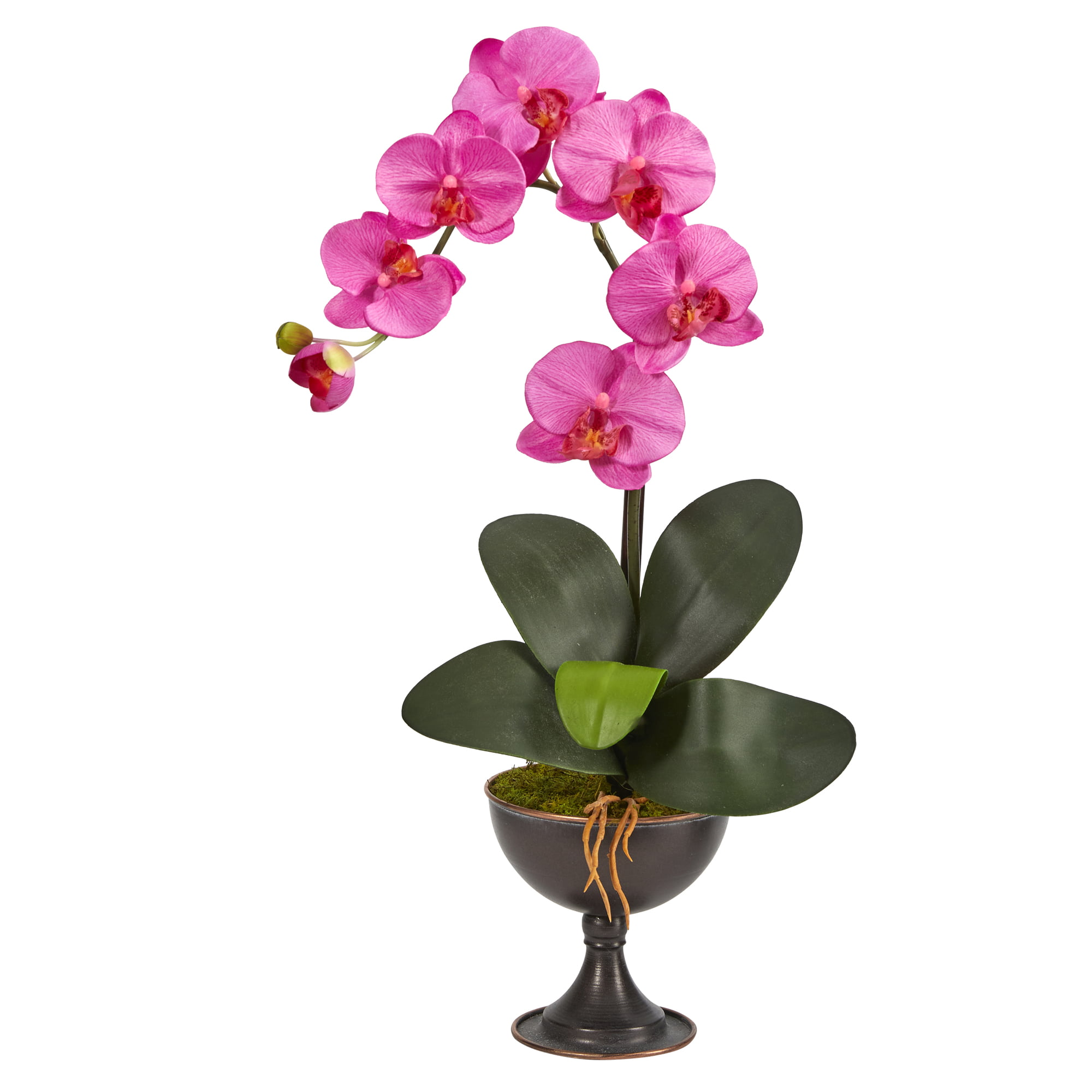 Nearly Natural 22in. Phalaenopsis Orchid Artificial Arrangement in Metal  Chalice, Dark Pink - Walmart.com