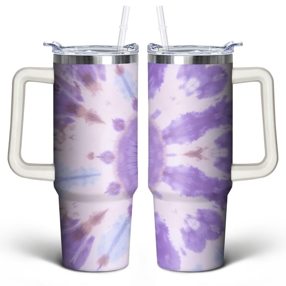 Modern Oil Painting 30 Oz Tumbler with Handle Lid and Straw, Stainless Steel Double Walled Vacuum Insulated Cup, Cute Birthday Gifts Tumbler for Women Men Friends