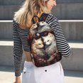 thumbnail image 6 of Naloa Flower Cat Couple Canvas Backpack for Men Women Rucksack Casual Travel Daypack College Tote Satchel Bookbag for Teens-Small, 6 of 7