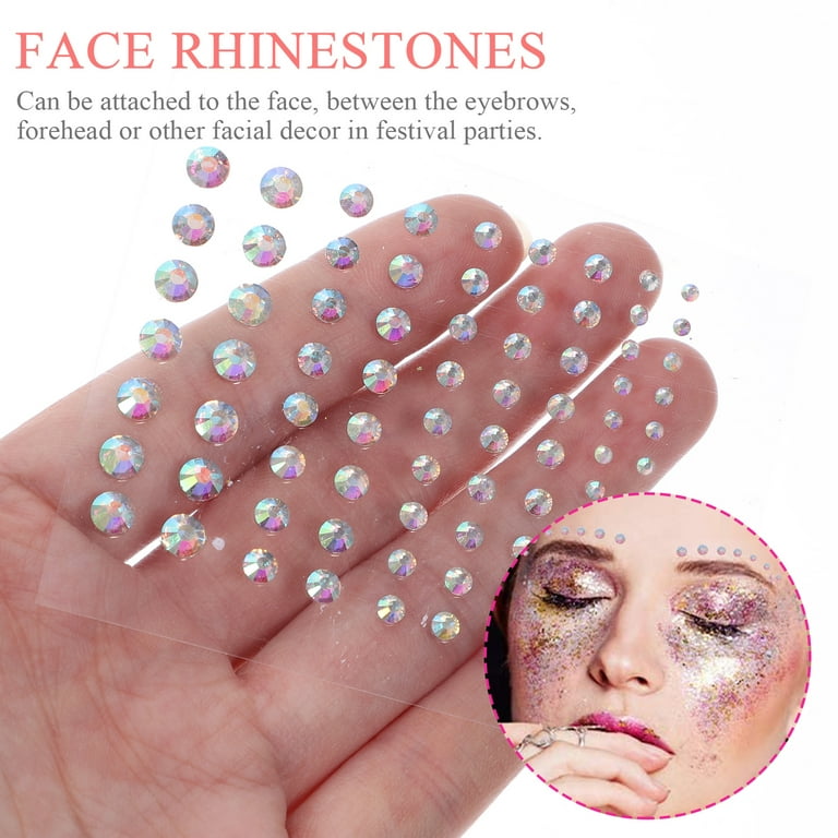Etereauty 6 Sheets Face Jewels Stick on Chest Face Rhinestones for Makeup  Rave Festival Dress Up