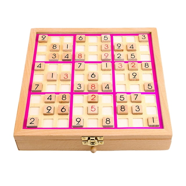 arctrm Wooden Sudoku Board Game Desktop Game Train Logical Thinking Ability Lightweight pink
