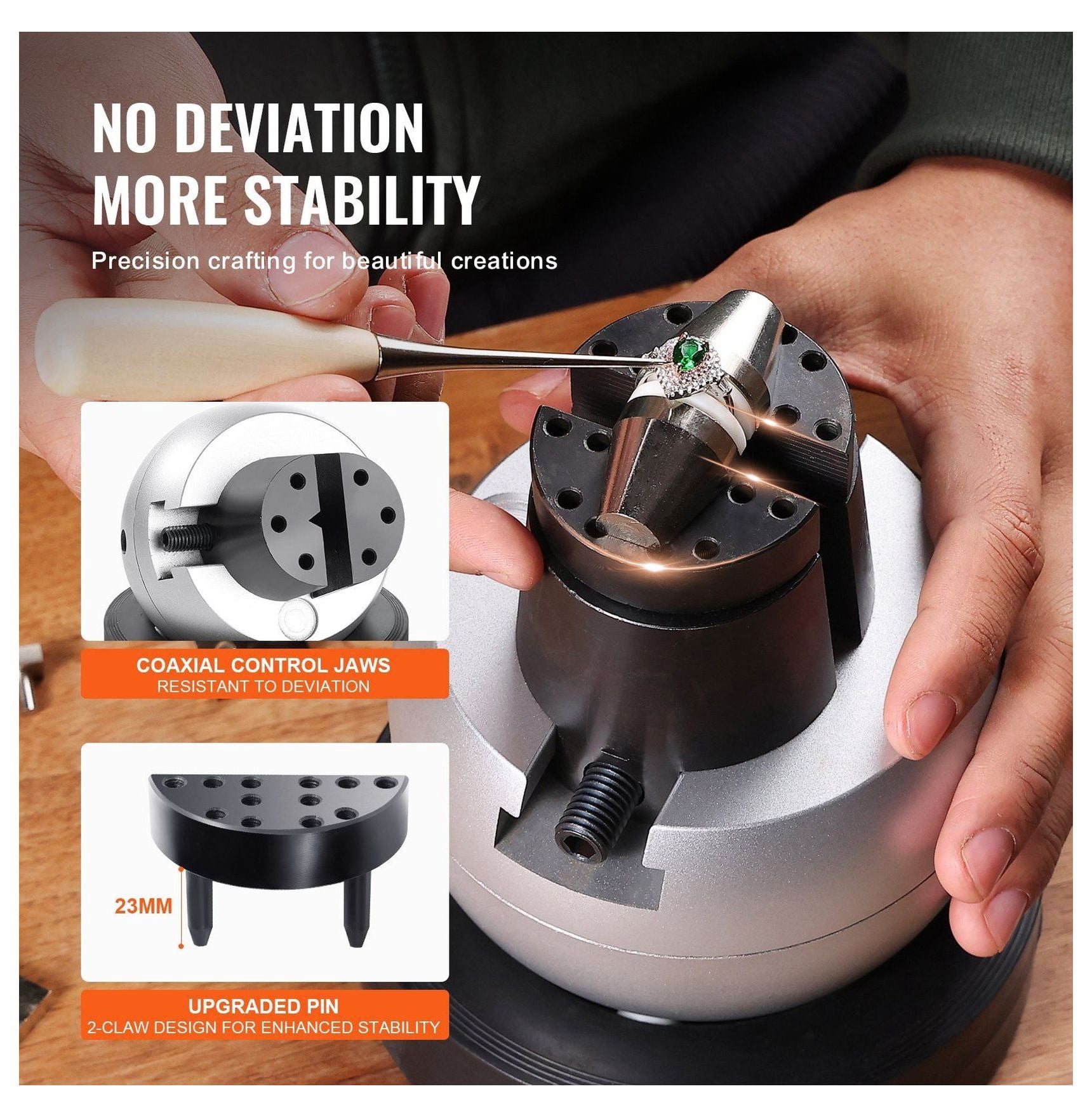5 Inch Ball Vise Engraving Tool - 360° Rotation Jewelry Vise with 34 Attachments - Precision Engraving Setting Block for Gemstones, Rings & DIY Crafts