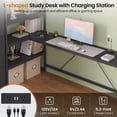 thumbnail image 5 of Loft Bed Twin Size with Desk and Storage Stairs&8 Storage Drawers, Metal Twin Loft Beds with LED Lights&Power Strips&Open Shelves, Loft Bed Frame for Teens/Adults, Black+Grey, 5 of 10