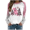 thumbnail image 2 of ZRGHAOYLQ Womens Christmas Shirts Leopard Christmas Tree Graphic Sweatshirt Loose Long Sleeve Patchwork Blouses Casual Crewneck Pullover Top Funny Merry Christmas Holiday Blouses, 2 of 3