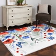 thumbnail image 4 of Red Blue Flowers Kitchen Runner Rug 2.7x5 Washable Runners for Hallway Non Slip Spring Floral Elegant Pastoral Watercolor Large Area Rug Indoor Floor Carpet for Bathroom Laundry Entryway Bedroom, 4 of 8