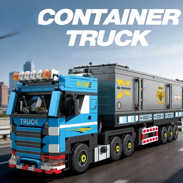 992PCS Container Truck Building Blocks European Heavy Duty Trailer Car ...