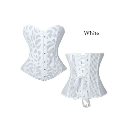 Shirley Of Hollywood Mesh Bustier Women's Gothic Sexy Mesh Overbust Corset Bustier Top Corset Intimates Lace up Busiter Shapewear Outfit ()