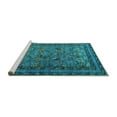 thumbnail image 2 of Ahgly Company Machine Washable Indoor Round Oriental Turquoise Blue Traditional Area Rugs, 8' Round, 2 of 4