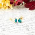 thumbnail image 6 of Lionhead Jewelry December Birthstone Blue Bohemian Crystal Blue Topaz Stud Earrings, Gold, 6 of 6