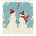 thumbnail image 3 of Ambesonne Christmas Shower Curtain, Snowman Woman Love, 69"Wx70"L, Seafoam Red Cream, 3 of 3