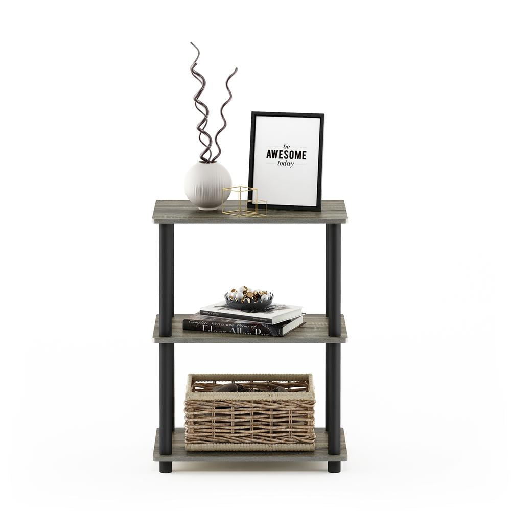Furinno Turn-N-Tube No Tool 3-Tier Storage Shelf, French Oak/Black