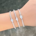 thumbnail image 5 of Silver Plated CZ Tennis Heart Chain Link Bracelet Lover Brides Popular Jewelry, 5 of 9
