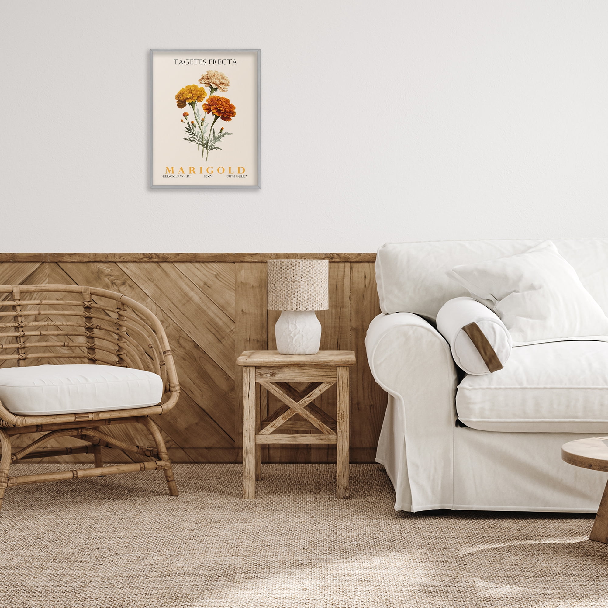 Stupell Industries Natural Marigold Bundle Gray Framed Giclee Art, design by Christopher Giampietro