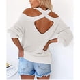 thumbnail image 4 of Women's Solid Color Sexy Off Shoulder Loose Knit Sweater Top for Fall Winter Evening Events,White,M, 4 of 6