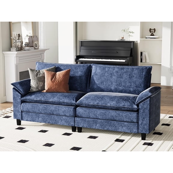 Modular Sectional Loveseat Sofa Couch, Fabric Small Love-Seat Sofa Cloud Couch with Comforts, 2-Seat Sectional Sofa Couches for Apartment, Bedroom, Small Space(Blue)