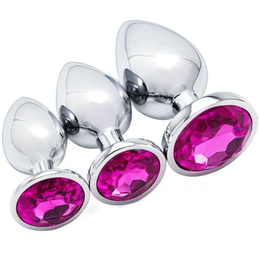 Treediride Anal Toys 3PCS Butt Plug , Stainless Steel Plug Toys Adult Toys Sets Prostate Massager Sex Toy for Men Women- Rose Red