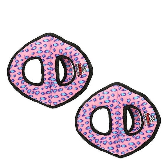 TUFFY® Ultimate 3WayRing Pink Leopard, 2-Pack, Durable Plush Squeaky Dog Toys