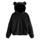 thumbnail image 1 of Women's Long Sleeve Fleece Sweatshirt Warm Bear Shape Fuzzy Hoodie Pullover, 1 of 7