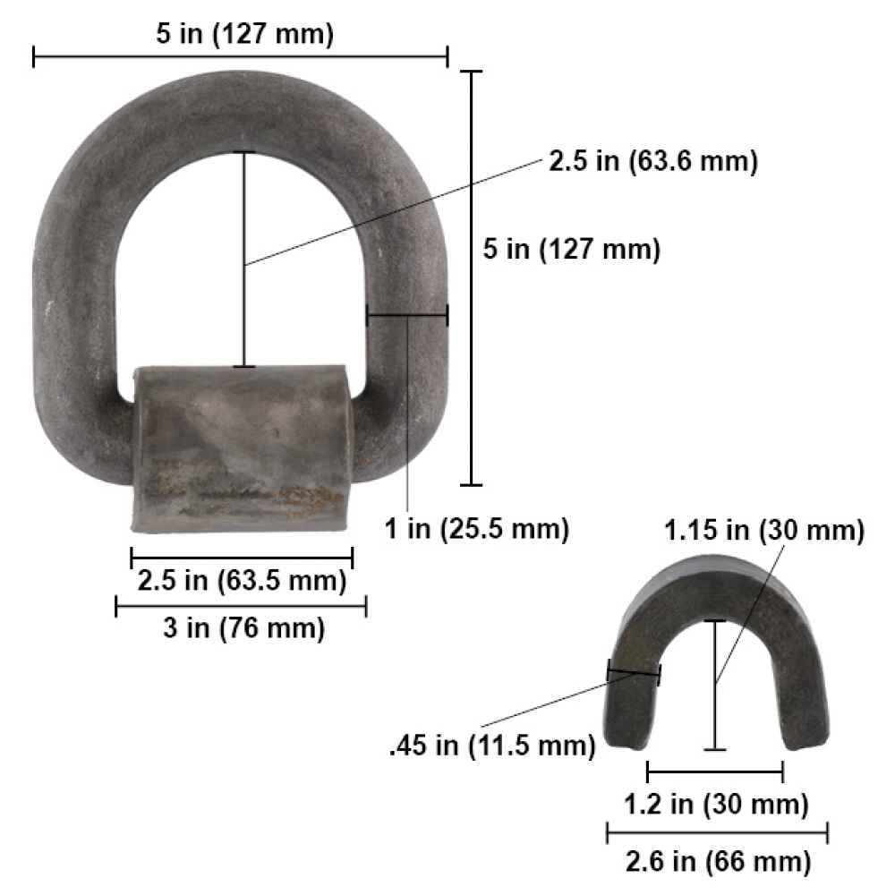 10 Pack) 1 Heavy Duty Weld-On Forged D Ring 47,000 Lbs