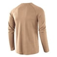 thumbnail image 3 of Haite Men Button Down Waffle T Shirts Fashion Long Sleeve Pullover Holiday Solid Color Henley Neck T-shirt Apricot 2XL, 3 of 3