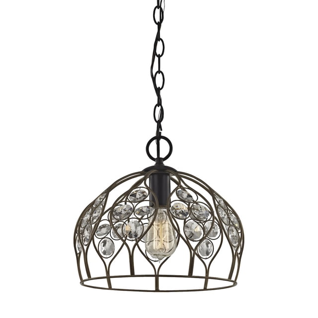 Crystal Web 1 Light Penant In Bronze Gold And Matte Black With Clear Crystal