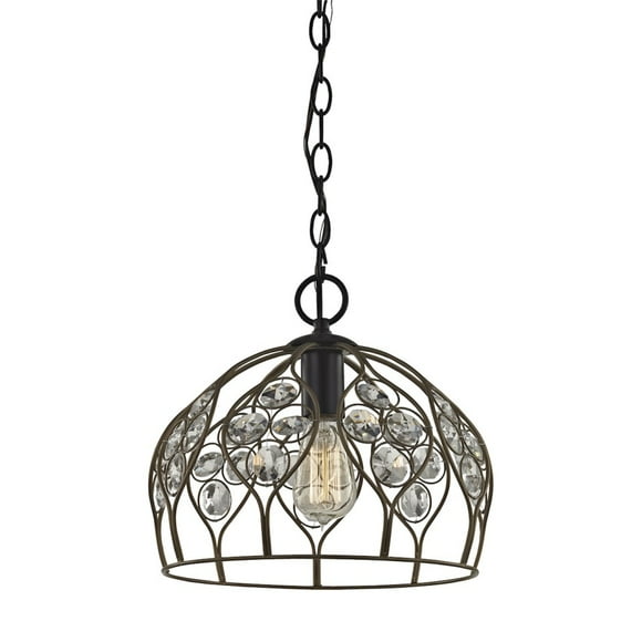 Crystal Web 1 Light Penant In Bronze Gold And Matte Black With Clear Crystal