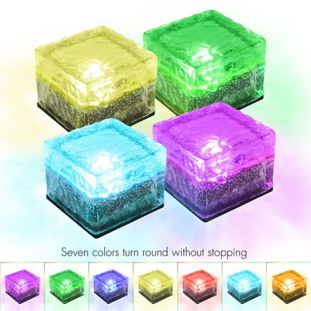 Tecbox Solar Garden Brick Light Creative Ice Cube Lights Color Tecbox Solar Garden Brick Light Creative Ice Cube Lights Color Changing Waterproof Led Frosted Glass