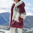 thumbnail image 5 of NAFUU Jackets for Women Winter Fuzzy Jackets Hooded Color Block Patchwork Thick Full Zip Up Cardigan Coats Outerwear With Pockets Soft Warm Outerwear, 5 of 9
