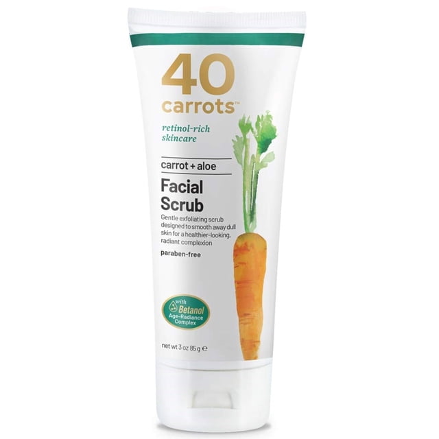 Exfoliante facial limpiador de zanahoria y aloe 40 Carrots: ayuda a mejorar el tono y la textura de la piel | Consigue una piel más suave y radiante | Hecho en EE. UU., sin parabenos ni crueldad anima