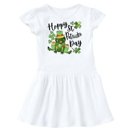 

Inktastic Hoppy St. Patrick s Day Cute Frog with Clover Gift Toddler Girl Dress