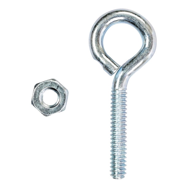 Armella Con Tuerca Hillman Acero Plata 3/16"X2" 2Pzs