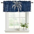 thumbnail image 3 of Coconut Palm Tree Valances for Window 2 Pack, Coastal Tropical Botanical Weathered Blue Window Valance Curtains for Kitchen, Rod Pocket Short Curtains for Bathroom Bedroom Decor, 42" x 18", 3 of 9