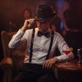 thumbnail image 5 of Slccxzc Sequin Fedora Hat Set with Suspenders & Bow Tie, Sparkly Party Costume Accessories for Men Women, 5 of 7