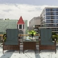 thumbnail image 1 of Costway 3 PCS Patio Rattan Furniture Set Coffee Table & 2 Rattan Chair W/Gray Cushions, 1 of 10