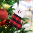 thumbnail image 2 of Leodye 1pcs Knitted socks wool socks embroidered letter red and black check Christmas socks Candy Gift Bag Christmas Stocking Gift Bag-7.87*5.71in, 2 of 6