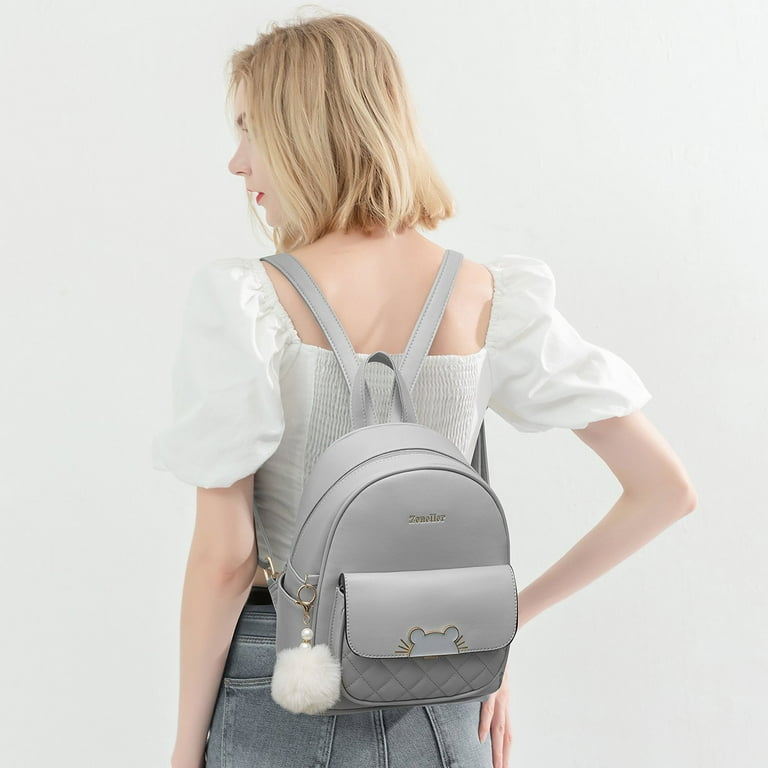 Cheruty Mini Backpack Women Leather Small Backpack Purse for Teen Girl  Travel Backpack Cute School Bookbags Ladies Satchel Bags Gray