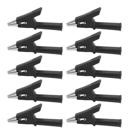 

10Pcs Crocodile Clip Testing Clamp 10mm Opening 10A with 4mm Socket Accessory Set KitBlack