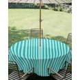 thumbnail image 3 of Outdoor Tablecloth with Umbrella Hole Zipper Modern Striped Round Tablecloth 60" Waterproof Outside Table Cloth Geometric Abstract Minimalist Patio Table Cover Tablecloths for Picnic Party, 3 of 8