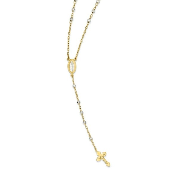FB Jewels 14K Two Tone Gold Rosary Necklace
